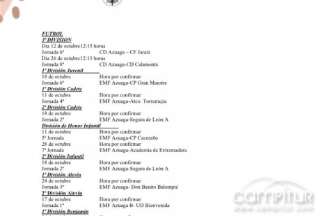 El CD Azuaga afronta un mes de octubre cargado de fútbol en todas sus categorías